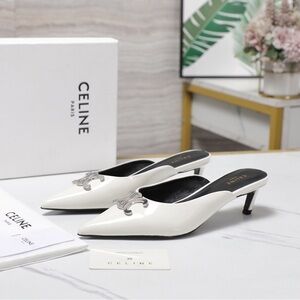 Celine White Leather Stiletto Sandals with Minimalist Straps 🤍👠